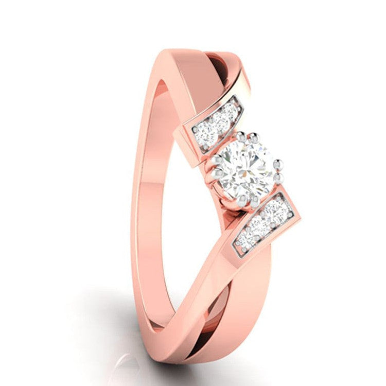 30-Pointer Solitaire Diamond Designer Rose Gold Solitaire Ring JL AU G 104R