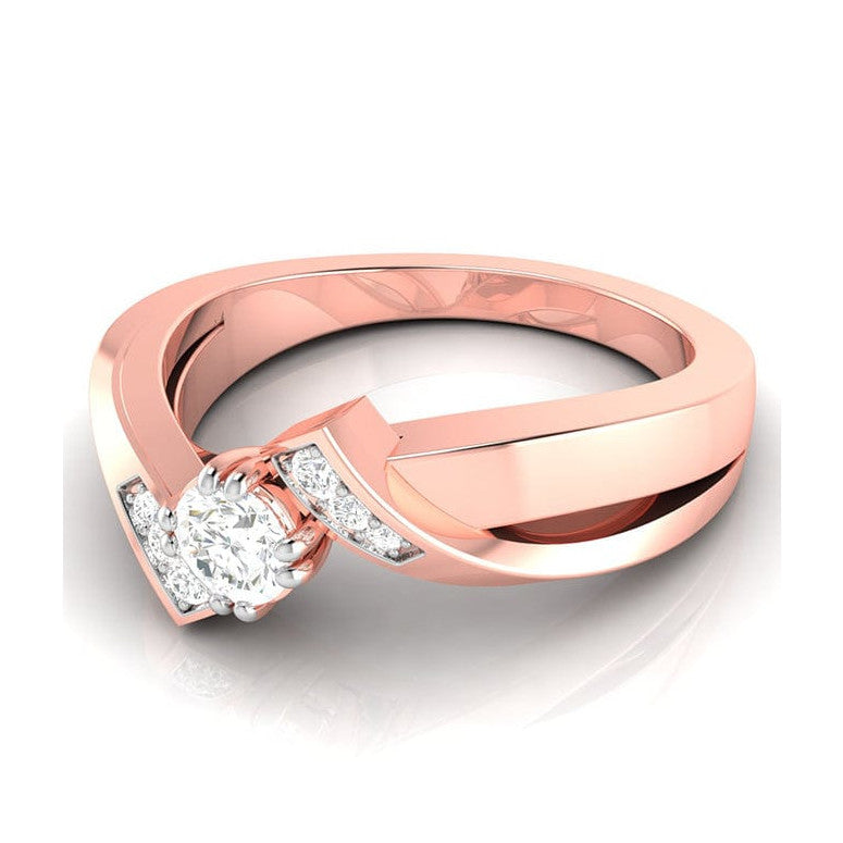 30-Pointer Solitaire Diamond Designer Rose Gold Solitaire Ring JL AU G 104R