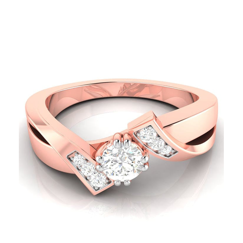 30-Pointer Solitaire Diamond Designer Rose Gold Solitaire Ring JL AU G 104R