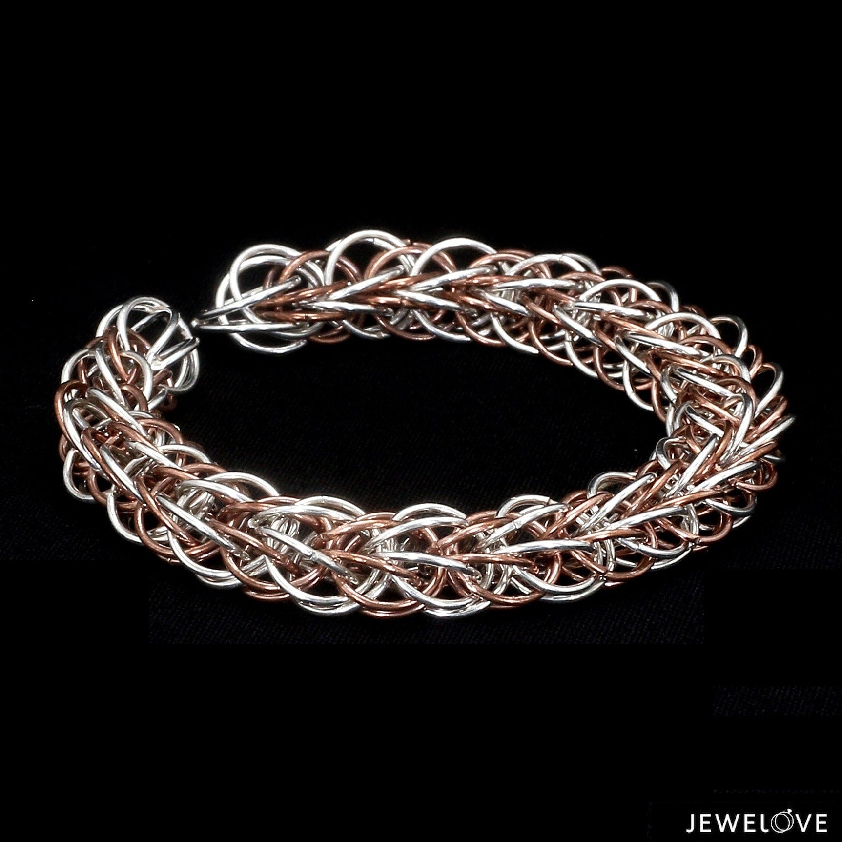 3D Platinum & Rose Gold Bracelet for Men JL PTB 703-A