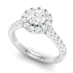 Load image into Gallery viewer, 40-Pointer Platinum Solitaire Engagement Ring with Diamond Halo &amp; Shank JL PT 671
