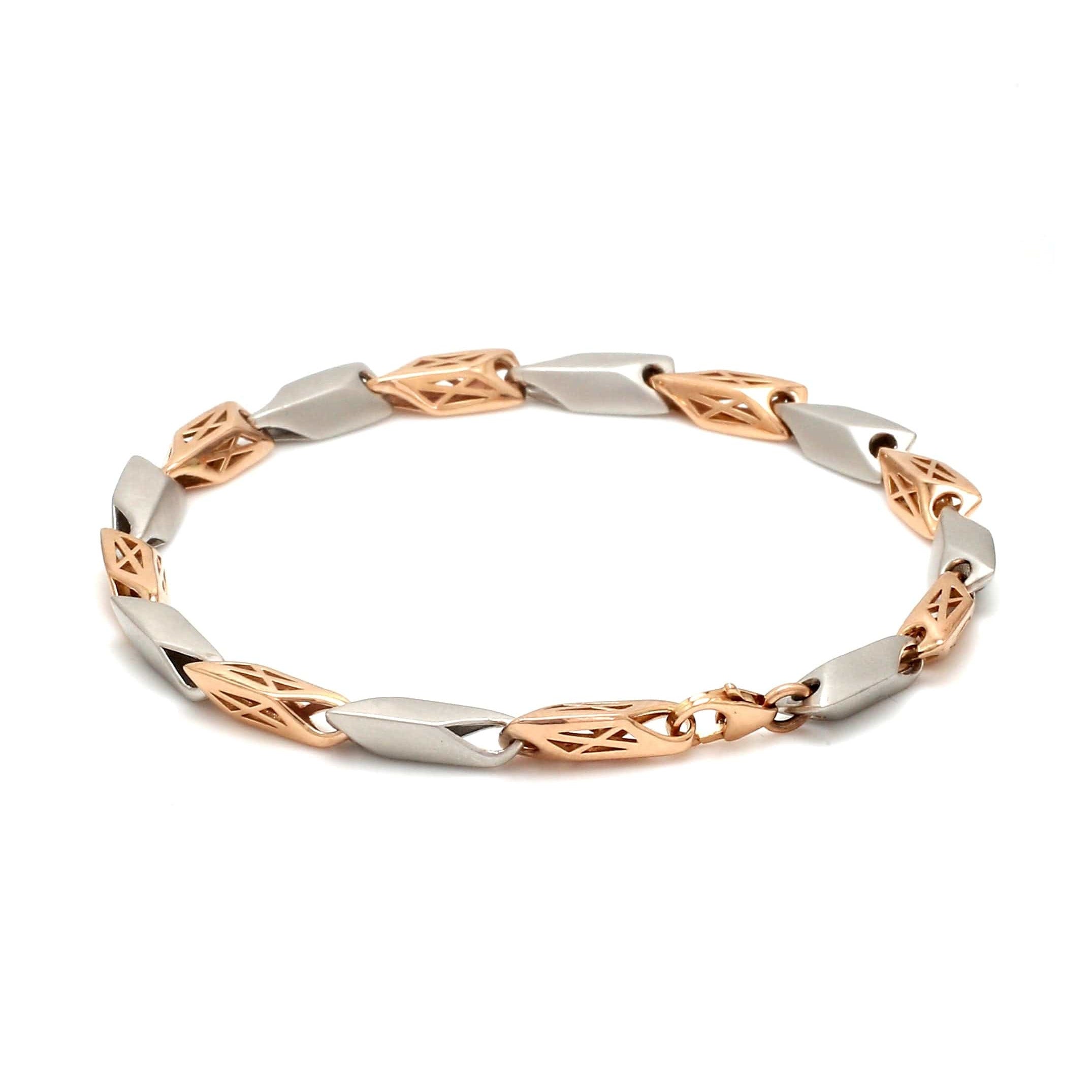 5.75mm Platinum & Rose Gold Bracelet for Men JL PTB 1217