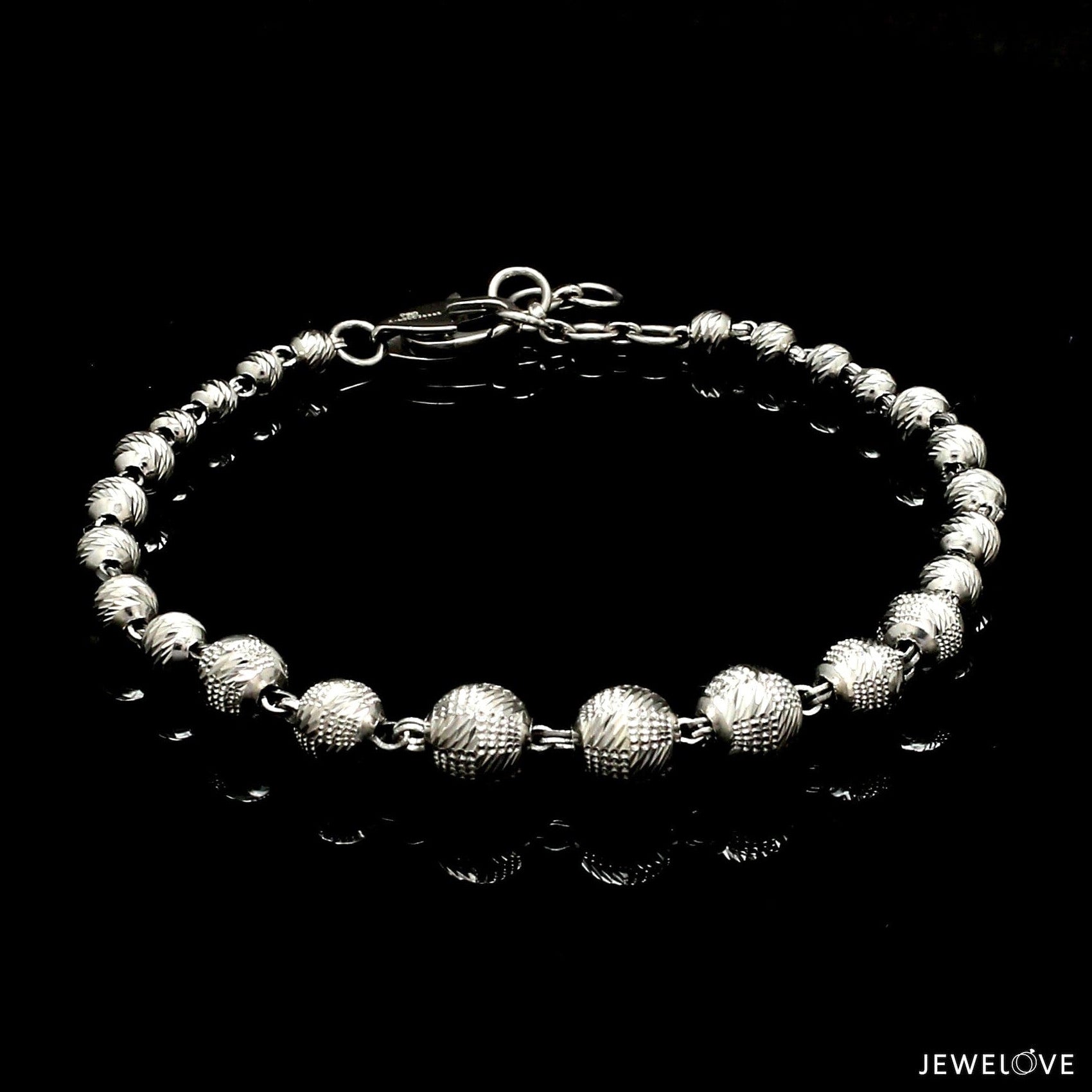 5.9mm Platinum Bracelet with Shine Diamond Cut Balls JL PTB 1205