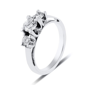 50 Pointer - 3 Diamond Mystery Platinum Solitaire Ring JL PT 561