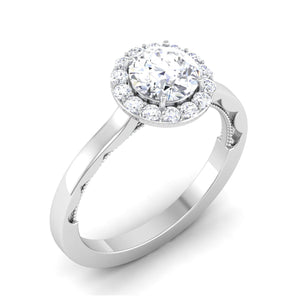 50 Pointer Platinum Diamond Halo Solitaire Engagement Ring JL PT 6590