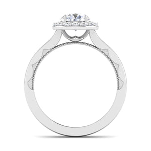 50 Pointer Platinum Diamond Halo Solitaire Engagement Ring JL PT 6590