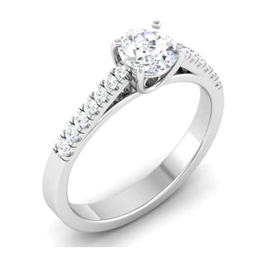 50 Pointer Platinum Diamond Solitaire Ring with Diamond Shank For Women JL PT 485