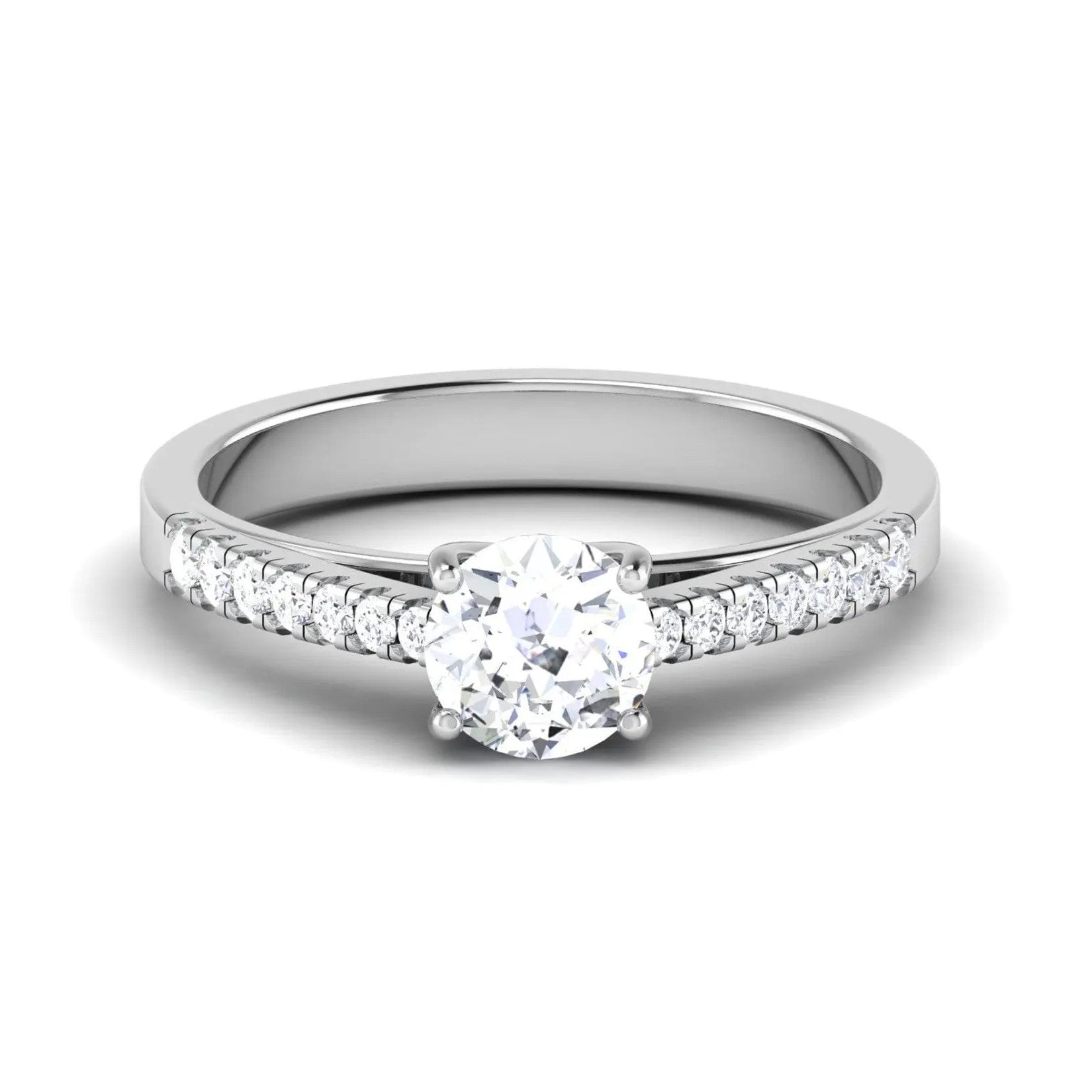 50 Pointer Platinum Diamond Solitaire Ring with Diamond Shank For Women JL PT 485