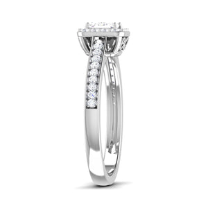 50 Pointer Platinum Shank Halo Princes Cut Diamond Solitaire Engagement Ring JL PT 7013