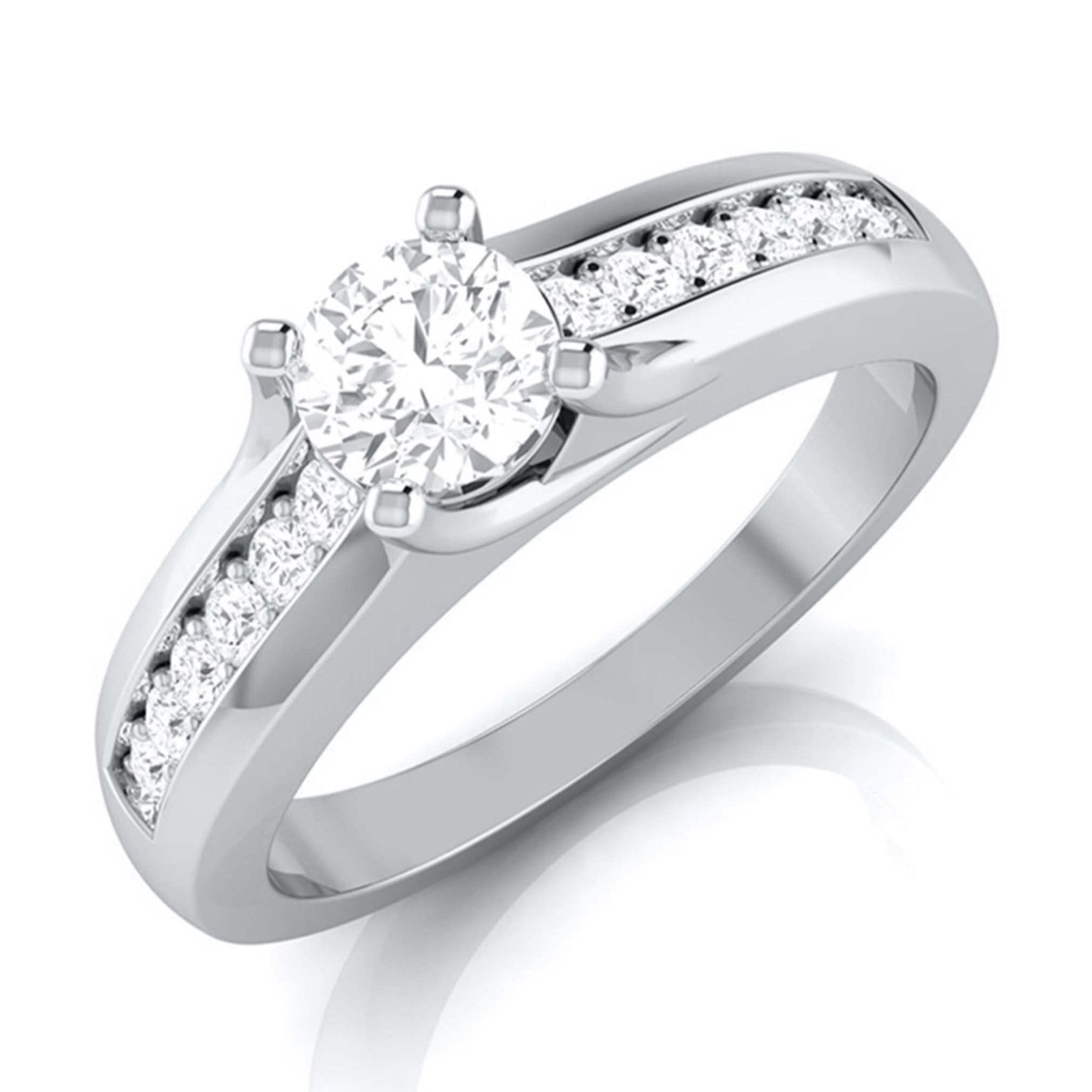 1-Carat Platinum Lab Grown Solitaire Accent Diamonds Engagement Ring for Women JL PT LG G-119-C