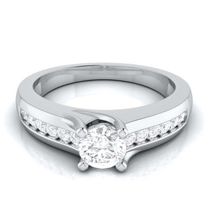 50-Pointer Platinum Solitaire Accent Diamonds Engagement Ring for Women JL PT G 119-A