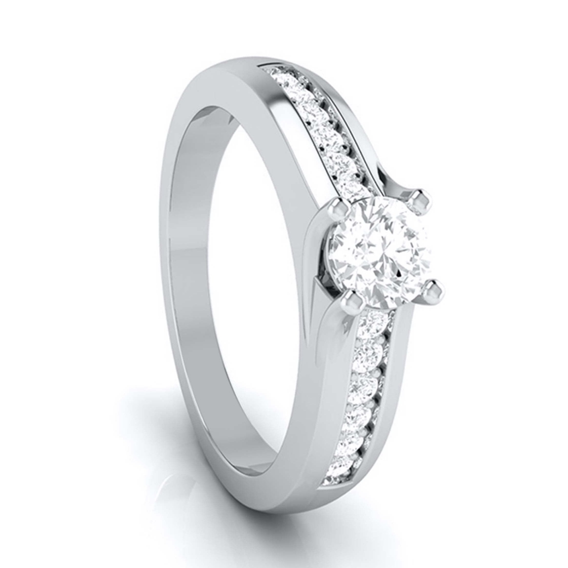 30-Pointer Platinum Solitaire Engagement Ring for Women with Accent Diamonds JL PT G 119