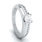 Load image into Gallery viewer, 30-Pointer Platinum Solitaire Engagement Ring for Women with Accent Diamonds JL PT G 119
