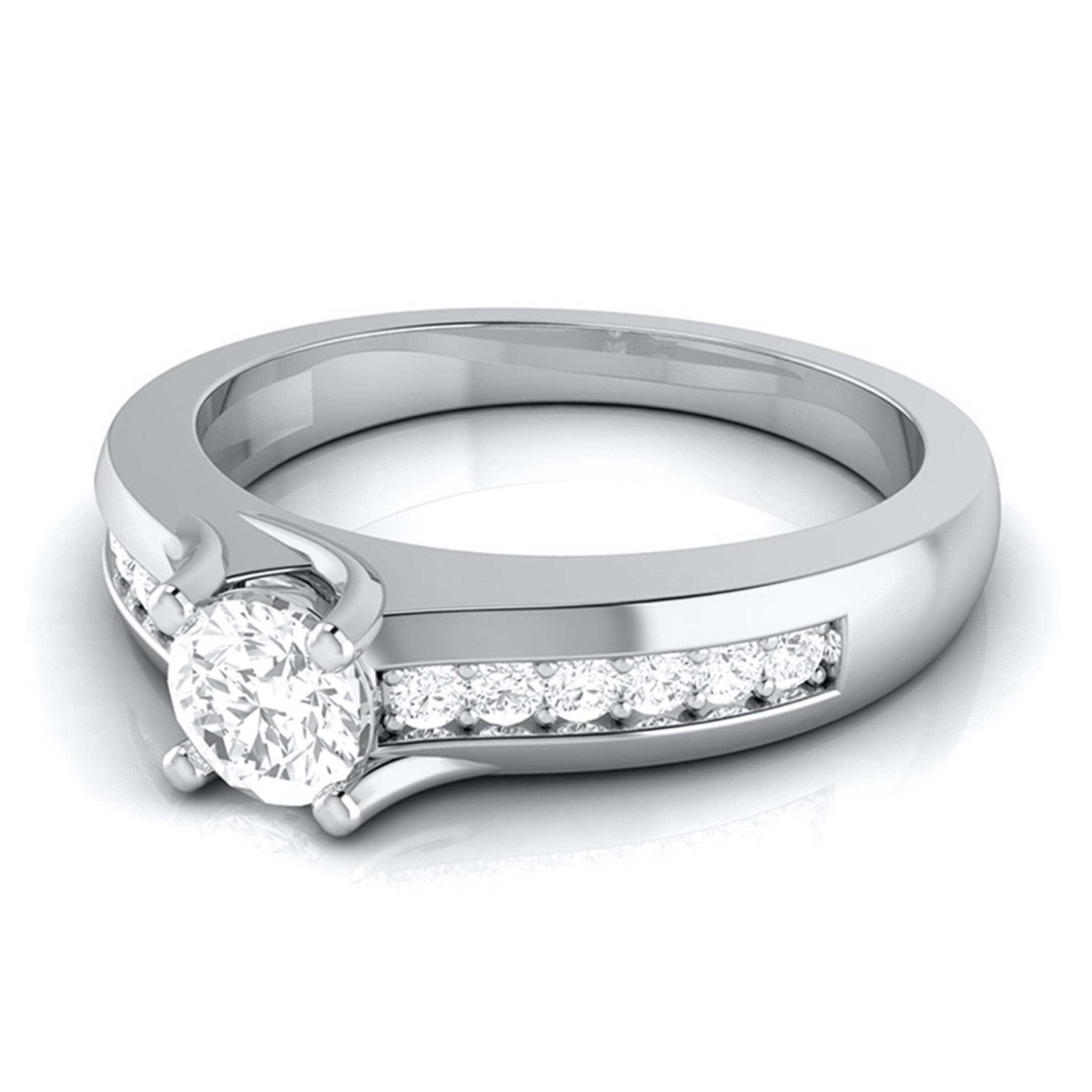 30-Pointer Platinum Solitaire Engagement Ring for Women with Accent Diamonds JL PT G 119