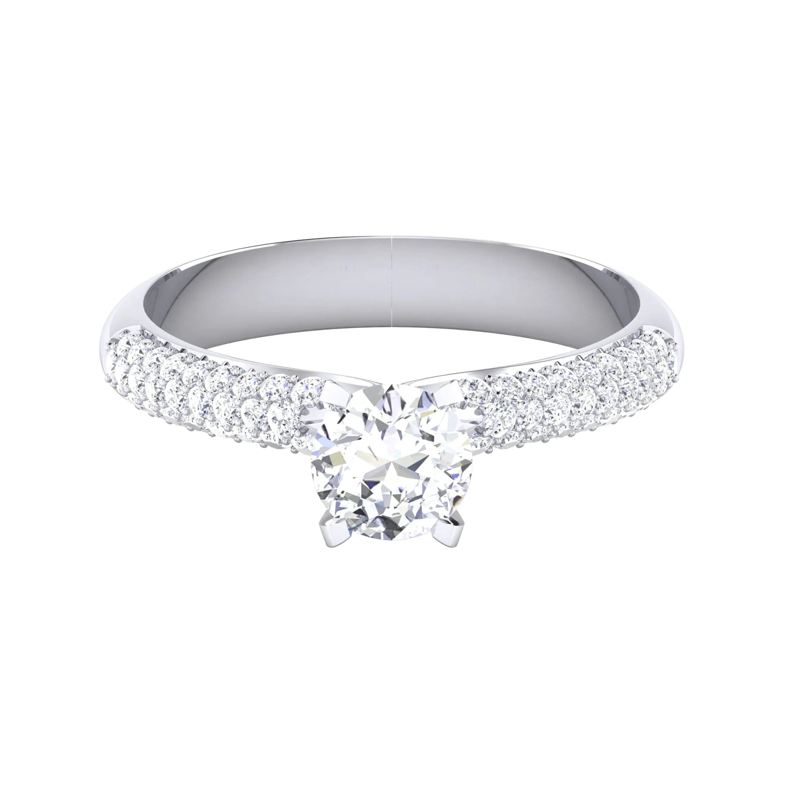 50 Pointer Platinum Solitaire Engagement Ring with Small Diamonds on the Shank JL PT 486