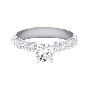 50 Pointer Platinum Solitaire Engagement Ring with Small Diamonds on the Shank JL PT 486