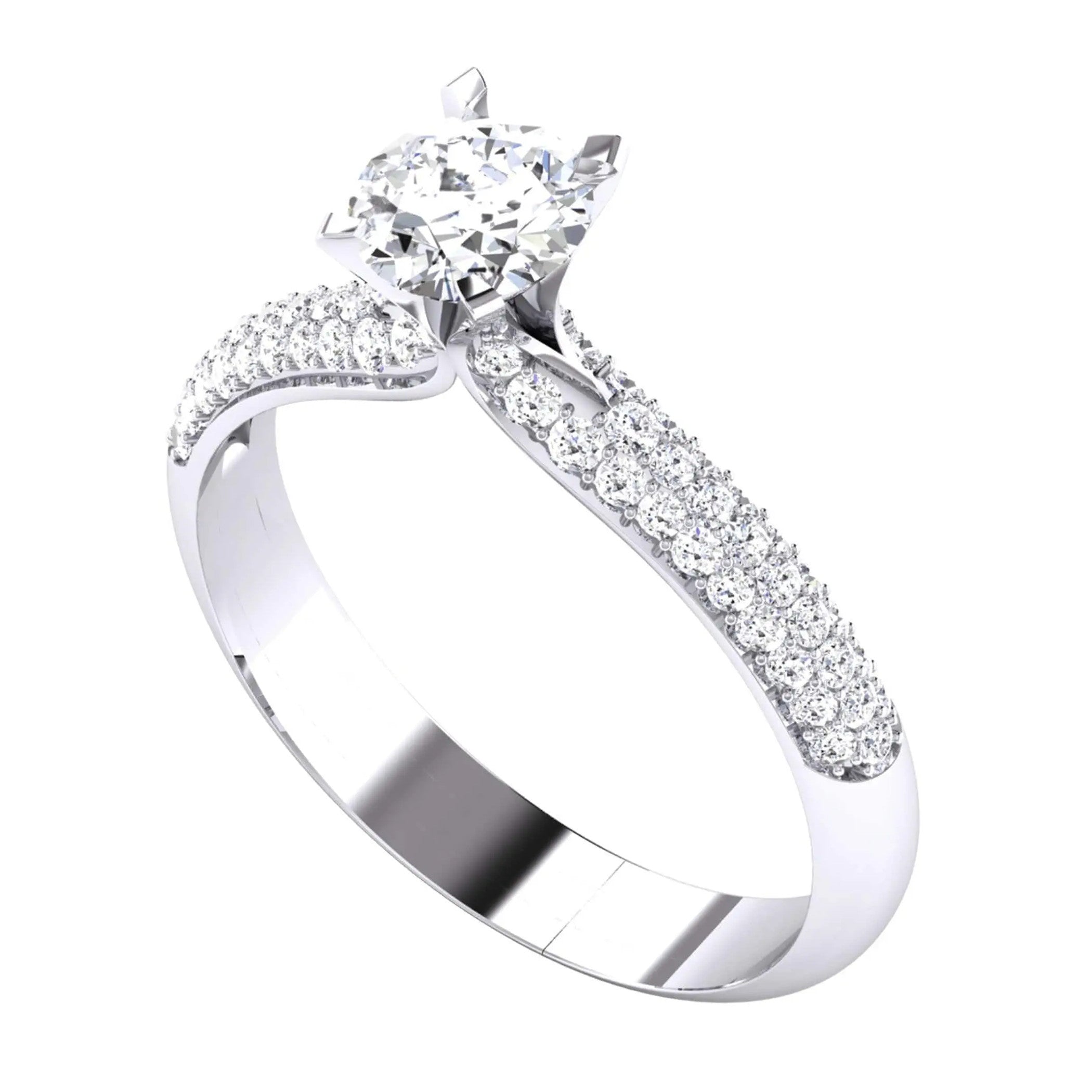 50 Pointer Platinum Solitaire Engagement Ring with Small Diamonds on the Shank JL PT 486