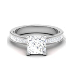 Load image into Gallery viewer, 50 Pointer Princes Cut Solitaire Platinum Engagement Ring with Diamond Shank JL PT 6605
