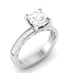 Load image into Gallery viewer, 50 Pointer Princes Cut Solitaire Platinum Engagement Ring with Diamond Shank JL PT 6605
