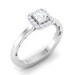 Load image into Gallery viewer, 50 Pointer Princess Cut Halo Diamond Platinum Solitaire Engagement Ring JL PT 6592
