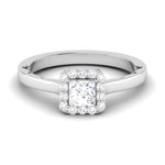 Load image into Gallery viewer, 50 Pointer Princess Cut Halo Diamond Platinum Solitaire Engagement Ring JL PT 6592
