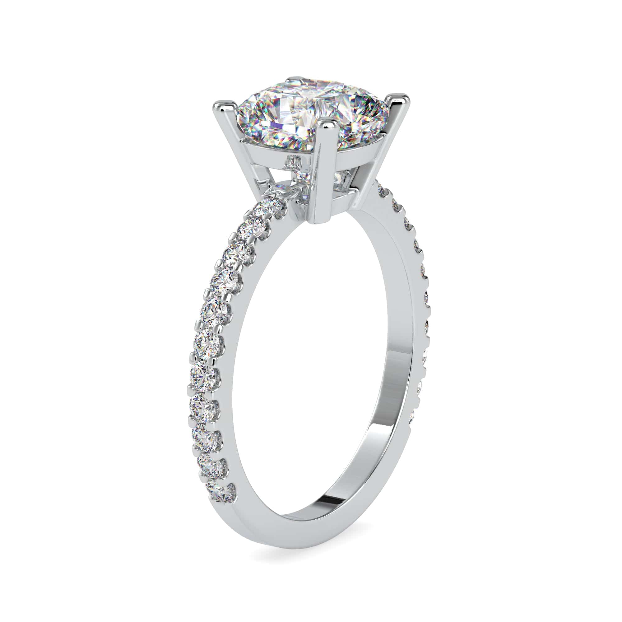 50-Pointer Solitaire Platinum Diamond Shank Engagement Ring JL PT 0052-A