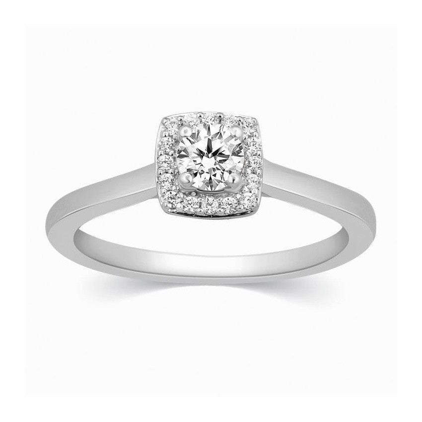 50-Pointer Square Halo Diamond Platinum Engagement Ring JL PT 325-A