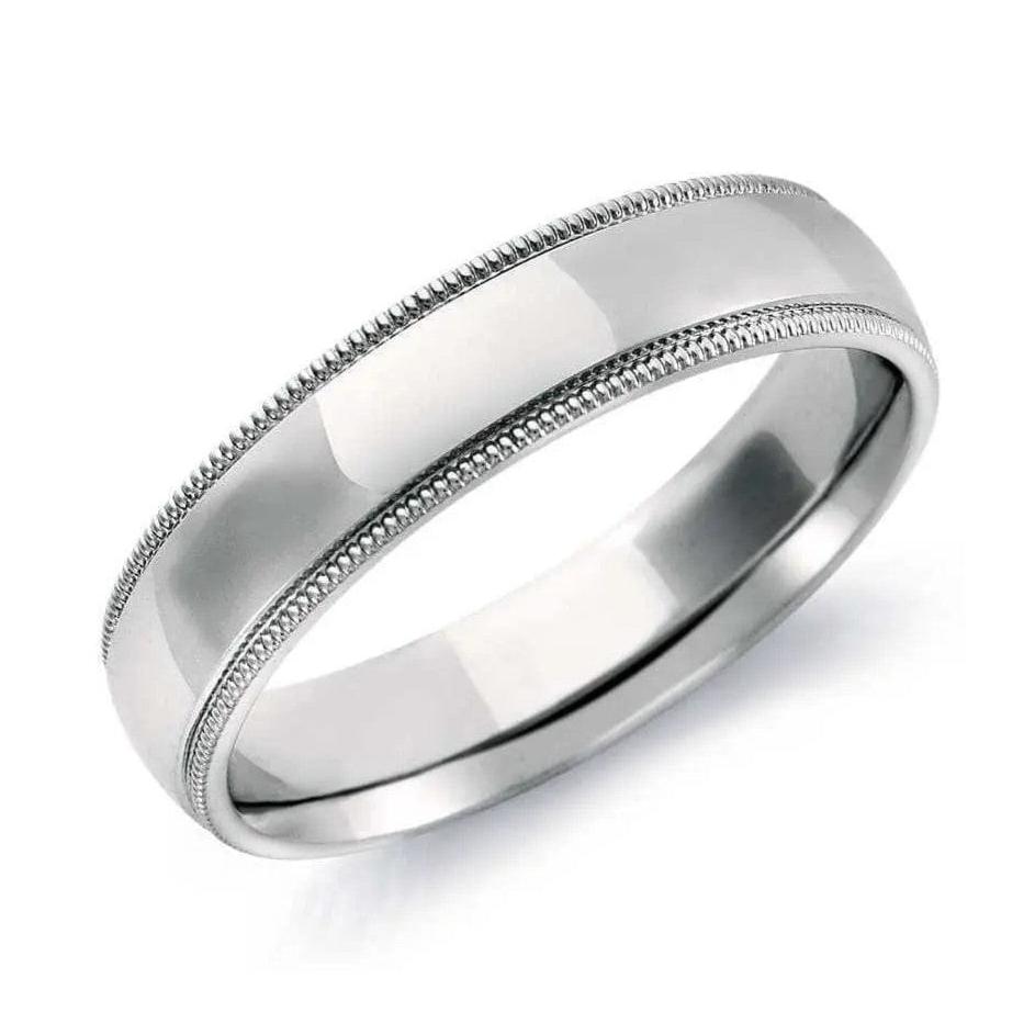 5mm Plain Platinum Milgrain Band for Men JL PT 254