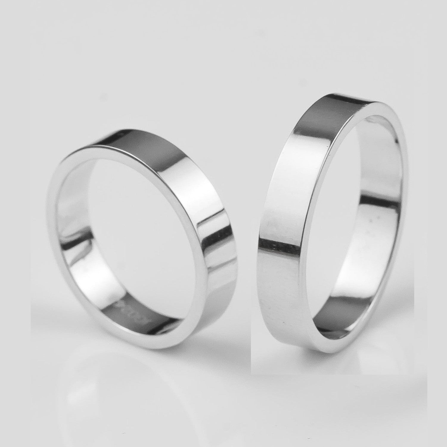 5mm Wide Flat Platinum Wedding Band JL PT 924