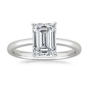 70-Pointer Emerald Cut Diamond Solitaire Ring with Thin Platinum Band JL PT 1001