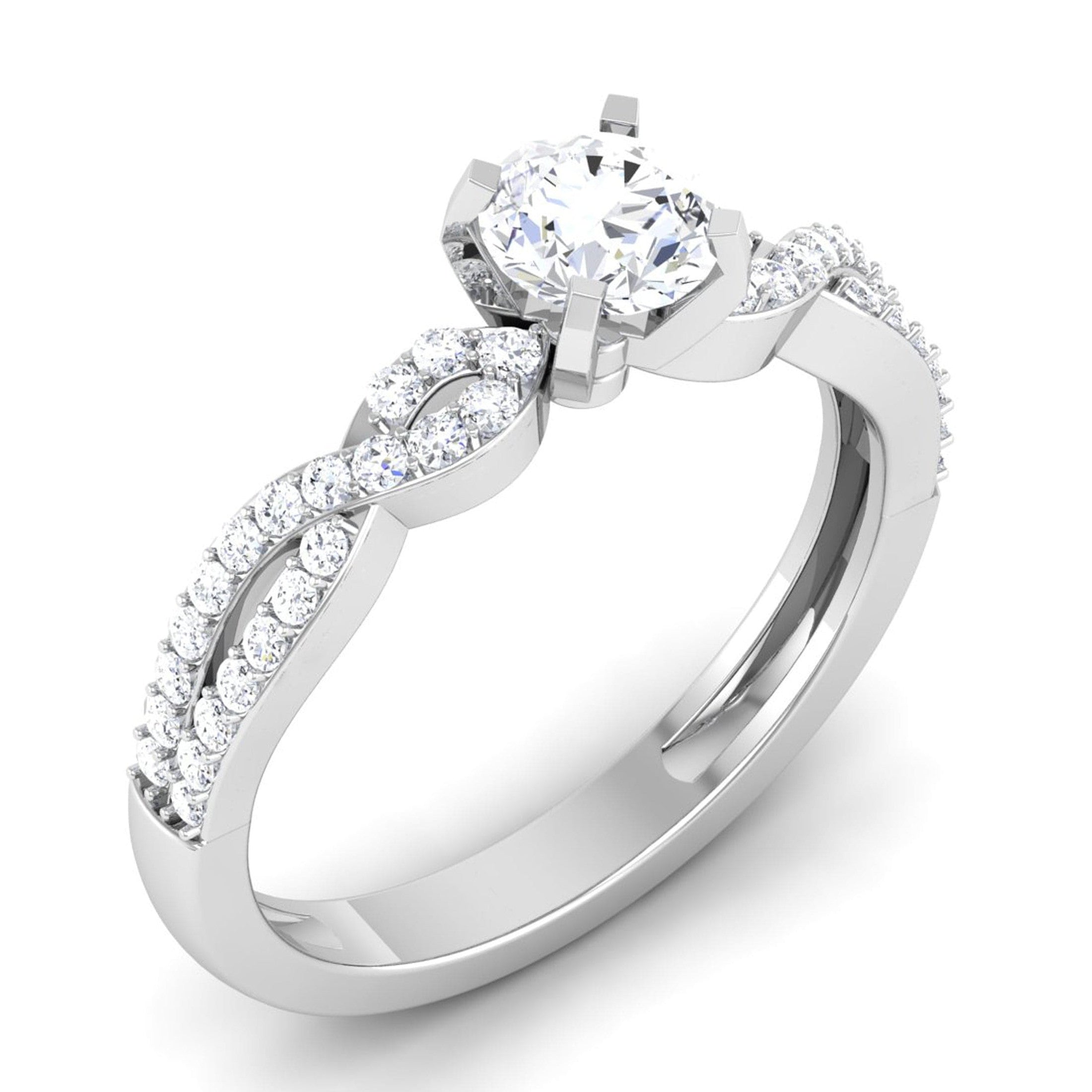 2-Carat Lab Grown Solitaire Double Shank Diamond Engagement Platinum Ring JL PT LG G 6994-D