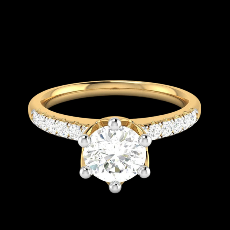 1-Carat Lab Grown Solitaire Diamond Shank Yellow Gold Ring JL AU LG G 105Y-C