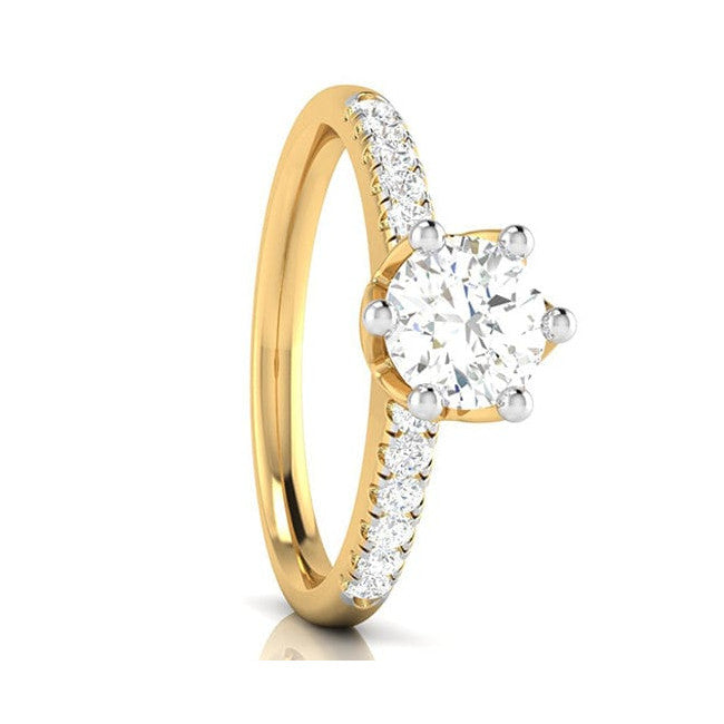 50-Pointer Lab Grown Solitaire Diamond Shank Yellow Gold Ring JL AU LG G 105Y-A