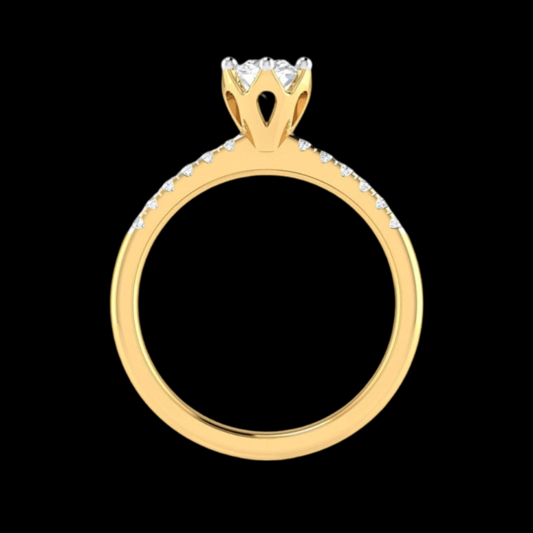 50-Pointer Lab Grown Solitaire Diamond Shank Yellow Gold Ring JL AU LG G 105Y-A