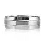 Load image into Gallery viewer, 7mm Elegant Plain Platinum Ring for Men with Horizontal Lines JL PT 541
