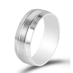 Load image into Gallery viewer, 7mm Elegant Plain Platinum Ring for Men with Horizontal Lines JL PT 541
