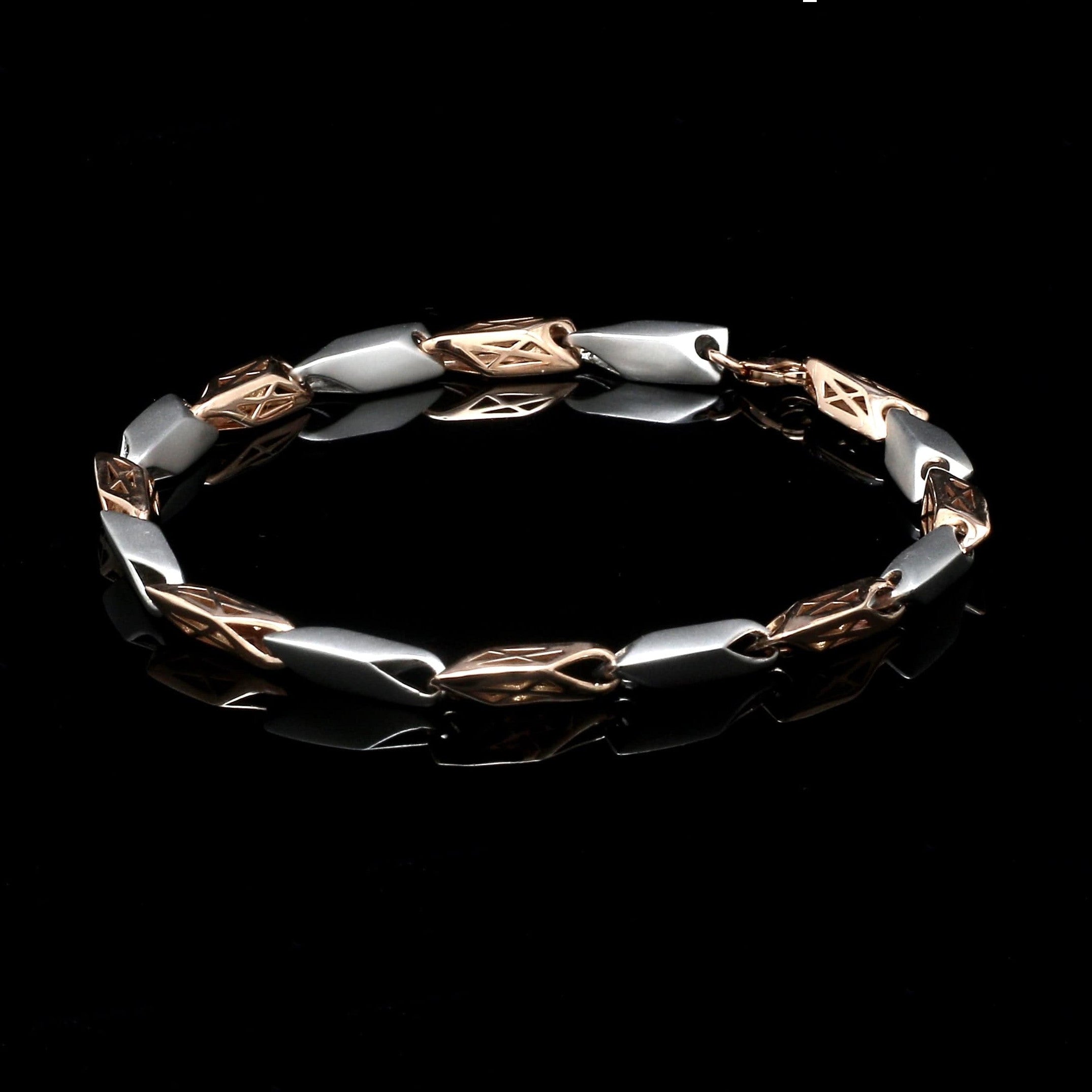 5.75mm Platinum & Rose Gold Bracelet for Men JL PTB 1217