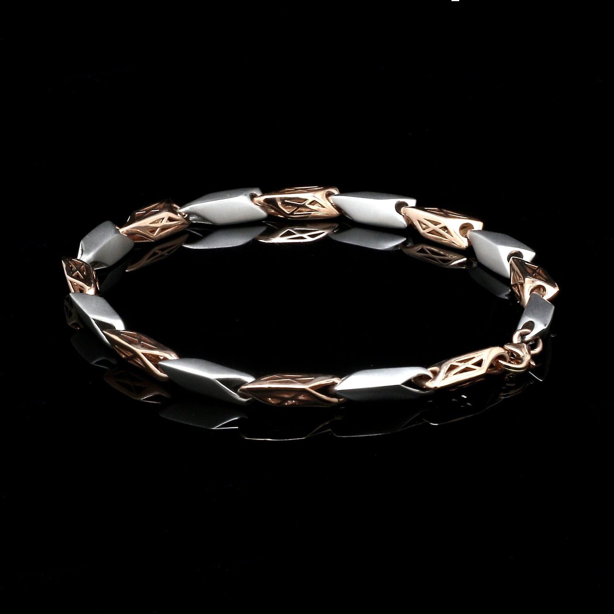 5.75mm Platinum & Rose Gold Bracelet for Men JL PTB 1217