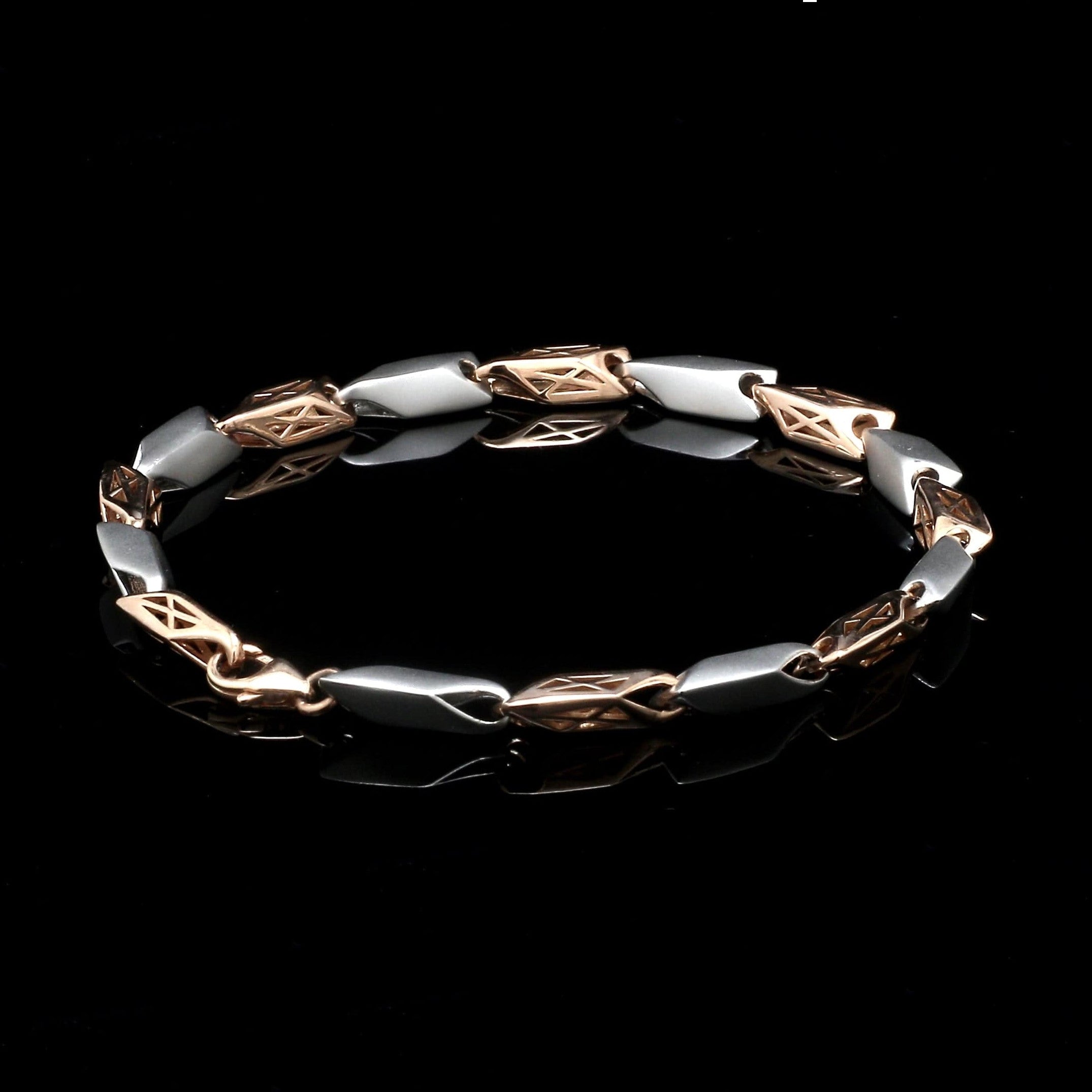 5.75mm Platinum & Rose Gold Bracelet for Men JL PTB 1217