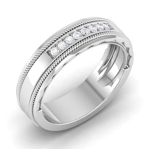 8 Diamond Platinum Ring with Milgrain Finish JL PT 6755