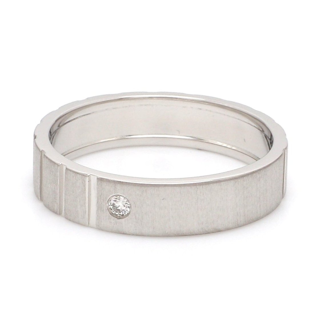 A Mighty Match Matte Finish Platinum Couple Rings with Single Diamonds JL PT 953