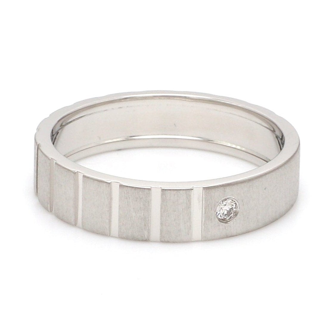 A Mighty Match Matte Finish Platinum Couple Rings with Single Diamonds JL PT 953