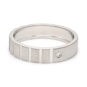 A Mighty Match Matte Finish Platinum Couple Rings with Single Diamonds JL PT 953