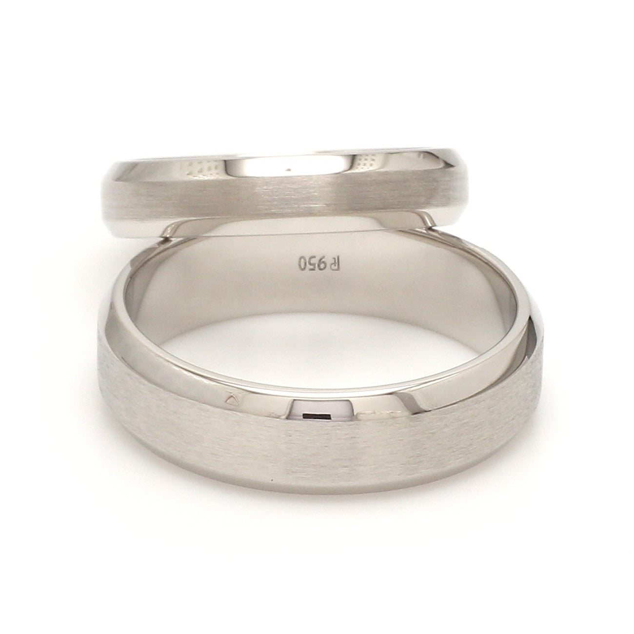 Beveled Edges Plain Platinum Couple Ring JL PT 616 - A Solid