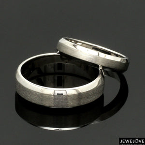 Beveled Edges Plain Platinum Couple Ring JL PT 616 - A Solid