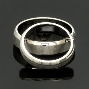 Beveled Edges Plain Platinum Couple Ring JL PT 616 - A Solid