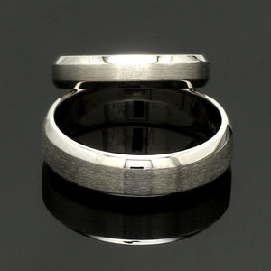 Beveled Edges Plain Platinum Couple Ring JL PT 616 - A Solid