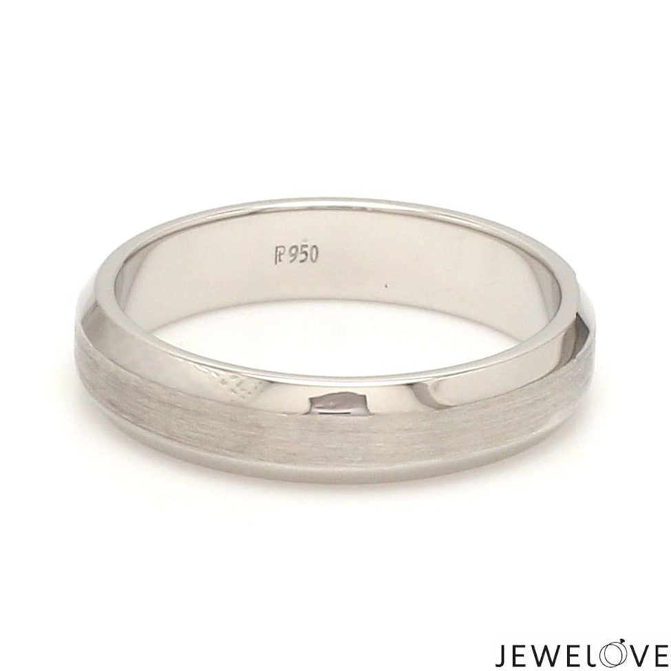 Beveled Edges Plain Platinum Couple Ring JL PT 616 - A Solid