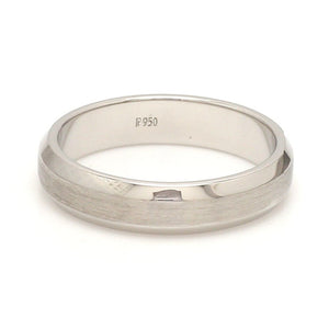 Beveled Edges Plain Platinum Couple Ring JL PT 616 - A Solid