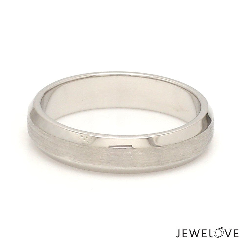 Beveled Edges Plain Platinum Couple Ring JL PT 616 - A Solid